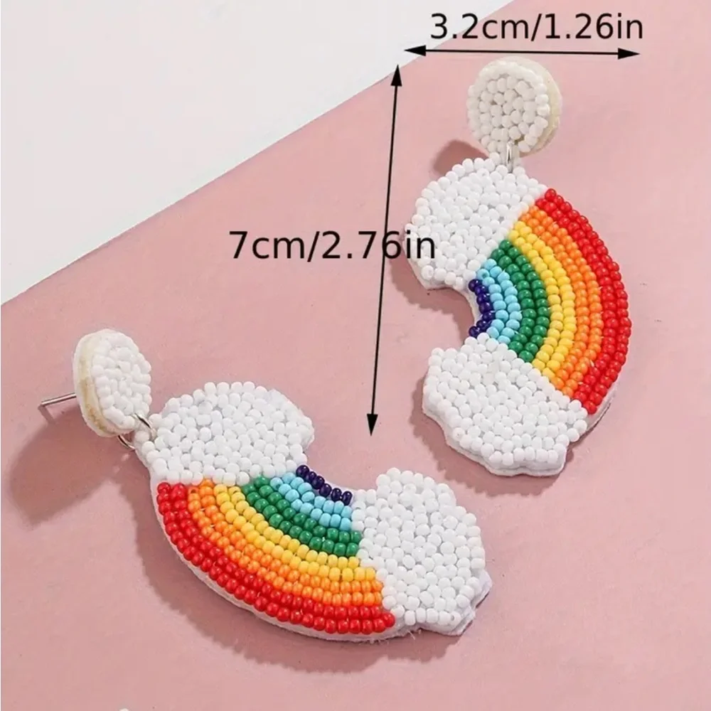 Beaded Rainbow Dangle Earrings